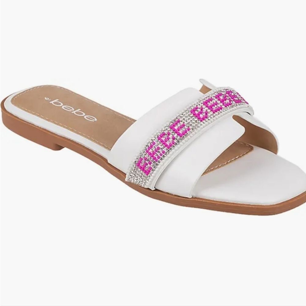 BRAND NEW BEBE RHINESTONE SLIDE SANDAL R3